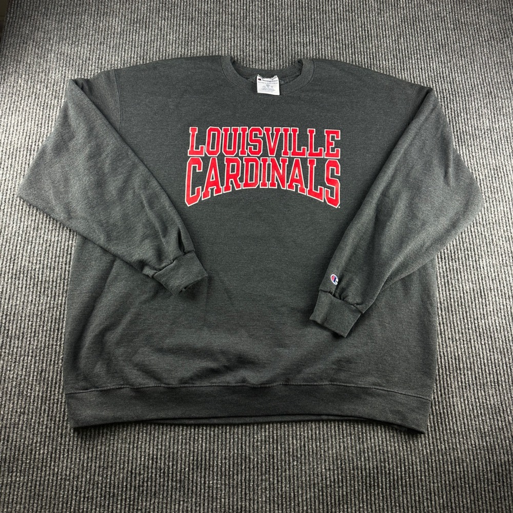 Champion Louisville Cardinals Sweatshirt Mens 3XL Charcoal Gray Pullover 3097